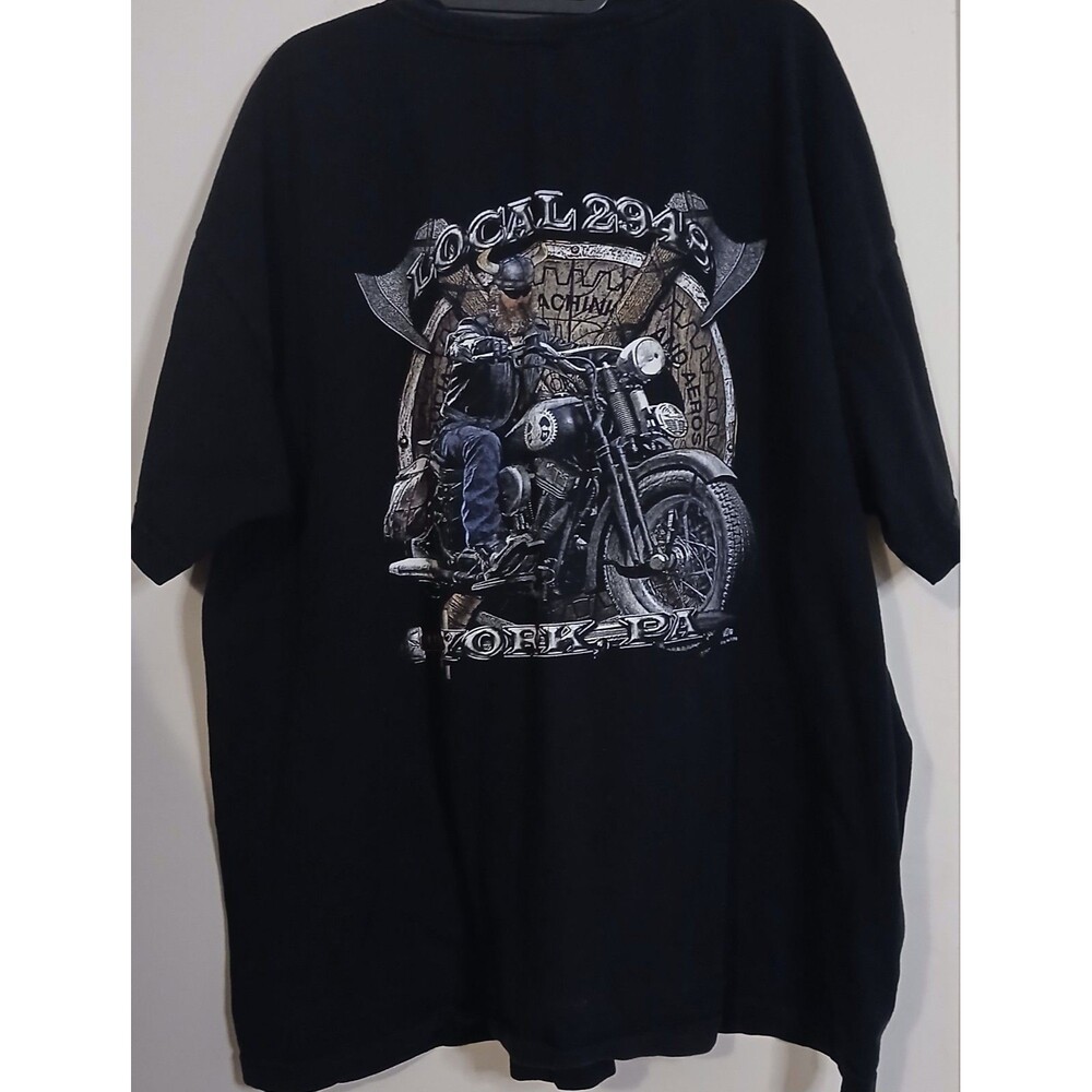 York PA IAMAW Biker T Shirt Mens 2XL Motorcycle Double Sided Graphic